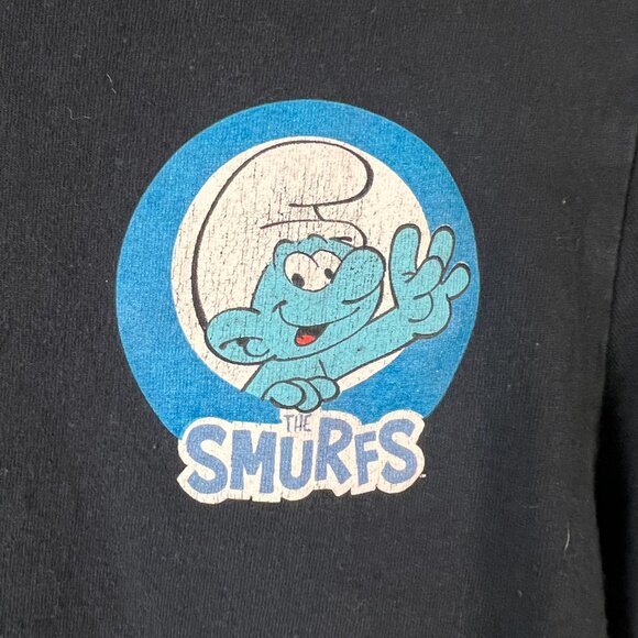 The Smurfs Black Tee Size M Peyo Graphic Full Cast Family Classic - Picture 4 of 5